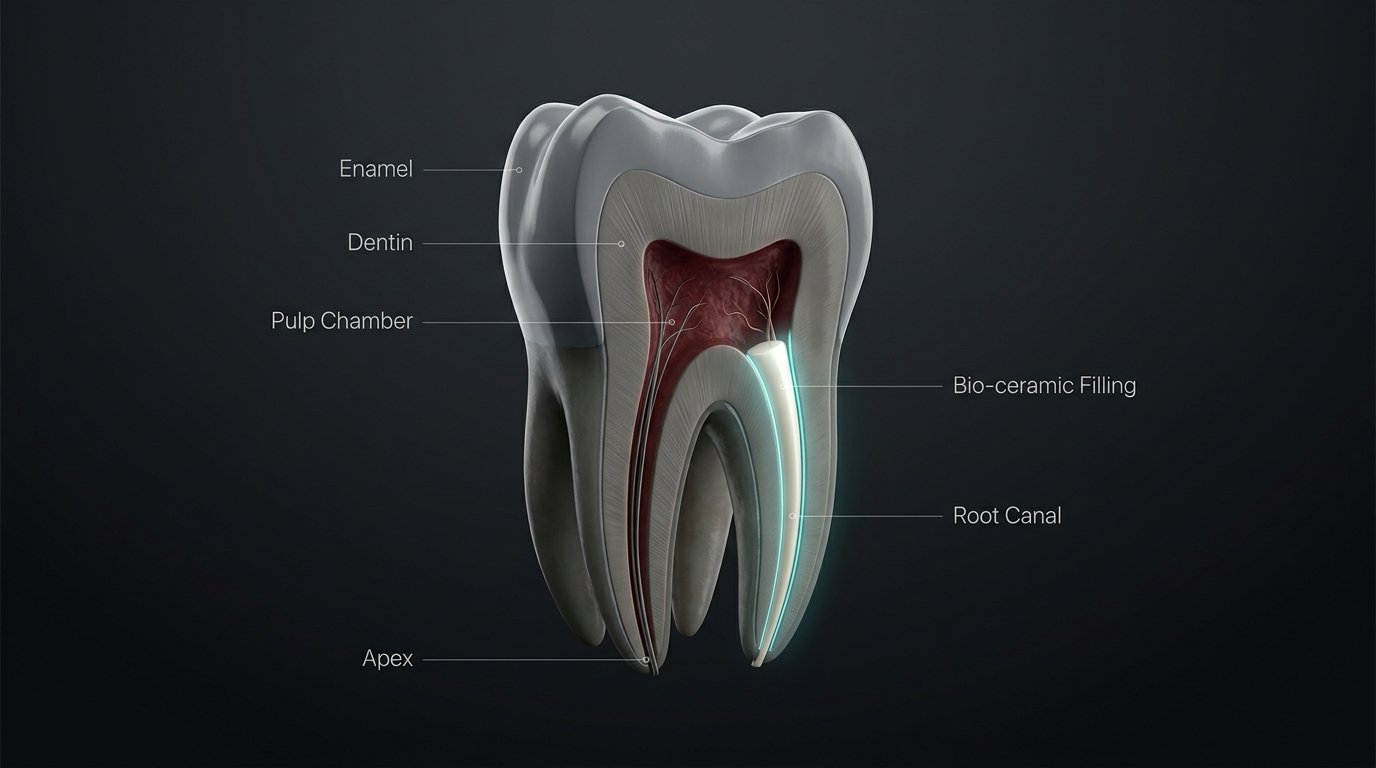Root canal endodontic anatomy illustration